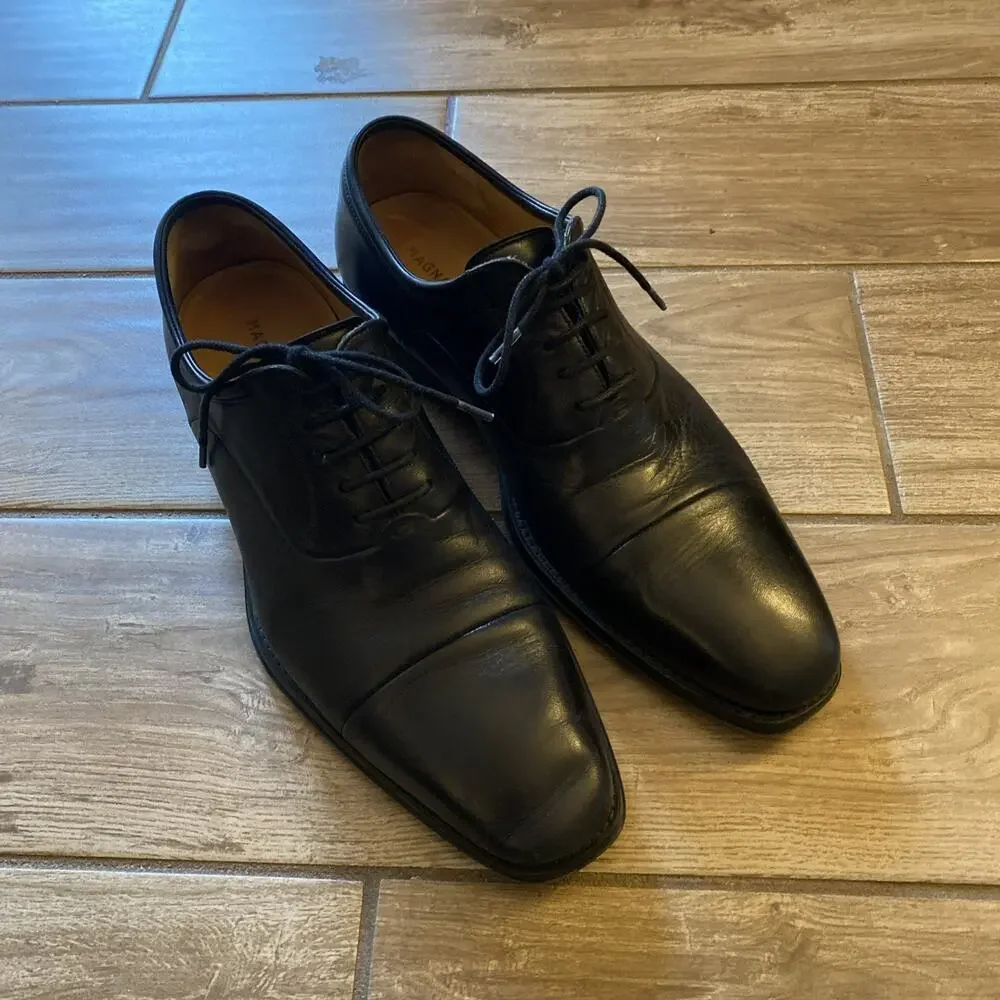 Magnanni Men's Black Leather Oxfords Size 10D